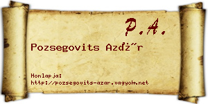Pozsegovits Azár névjegykártya